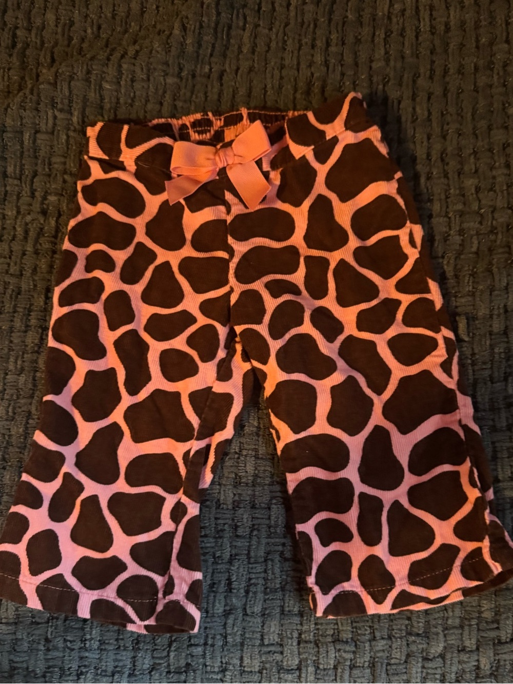 Gymboree Pink and Brown Giraffe Print Knit Shorts with Bow